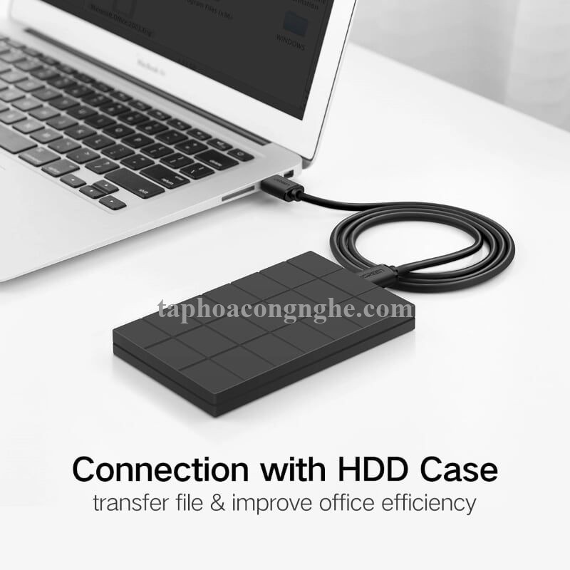 Ugreen 10308 0.5M màu Đen Cáp 2 đầu USB 2.0 vỏ nhựa PVC US102 30010308